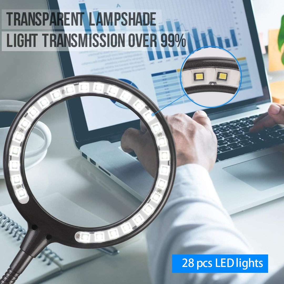 5x Lupe Mit Licht und StäNder, Wiederaufladbare, Dimmbare Led-Lupe, Tischlupe Mit Led-Beleuchtung Fü