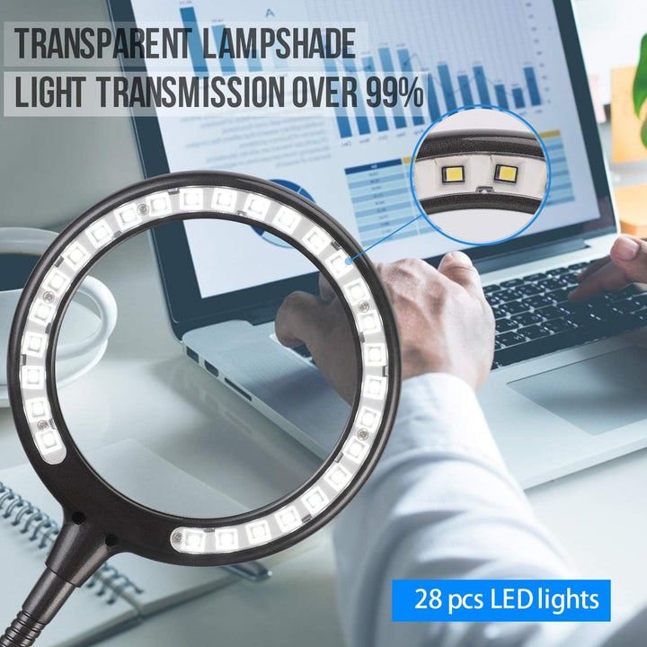 5x Lupe Mit Licht und StäNder, Wiederaufladbare, Dimmbare Led-Lupe, Tischlupe Mit Led-Beleuchtung Fü