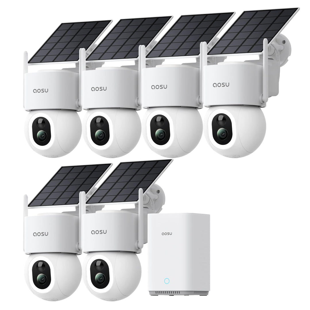 aosu 4K UHD D1 Max Überwachungskamera Aussen Solar Akku für Neue aosuBase, 6 Cam-Kit, TrueColor Nach