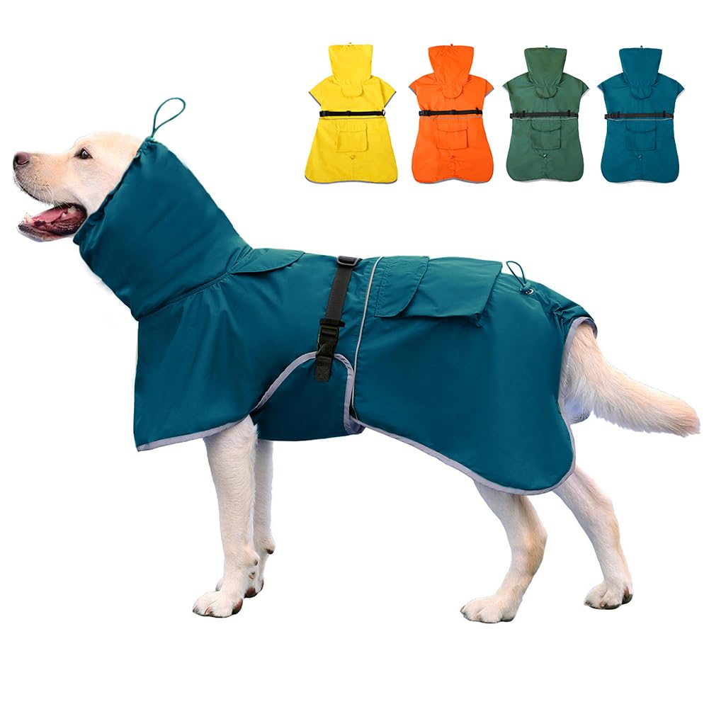 Hunde-Regenmantel mit Kapuze, Wasserdicht, Verstellbar, Leicht, für Kleine, Mittlere und Grosse Hund