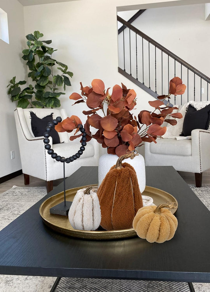 3er-Set Kunstpflanze Set künstliche Samt-Kürbisse, Künstlicher Kürbis für Halloween DIY-Herbstdekora