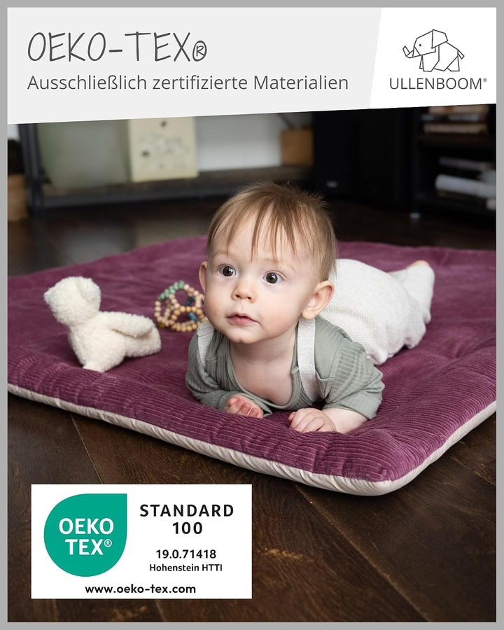 ULLENBOOM Krabbeldecke für Baby 100x100 cm - Dick und weich gepolstert Cord Berry 100 x 100 cm, Cord