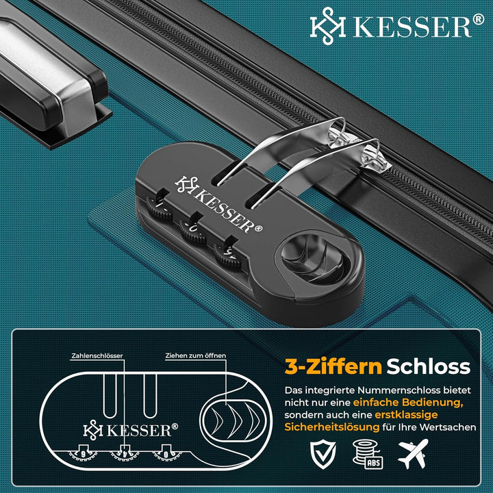 KESSER® Handgepäck Reisekoffer 55L Hartschalen-Koffer Inkl. Kofferwaage + Gepäckanhänger | Trolley G