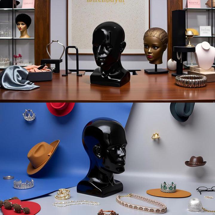 Mannequin Head Male Professional Cosmetology Manikin Head for Display Headset, Headphone, Game Conso