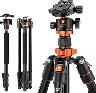 K&F Concept 200cm Stativ, Aluminium Kamera Stativ, K234A7(S210) Tripod mit Einbeinstativ Funktion, 3