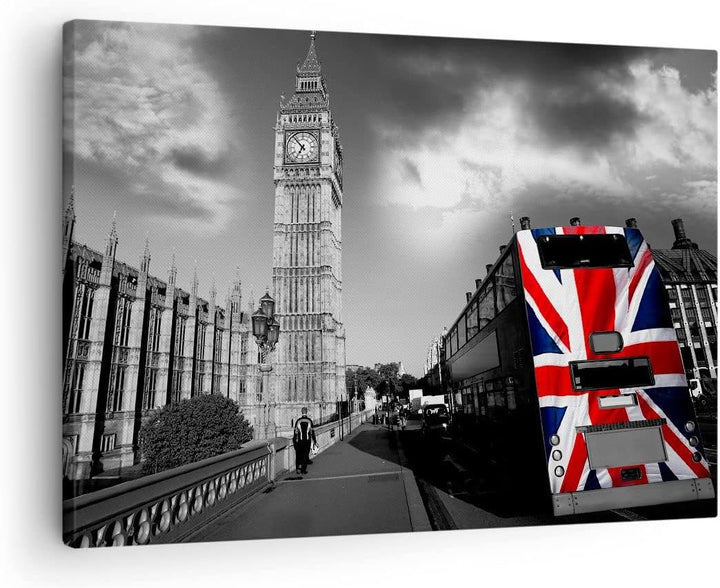 Bilder auf Leinwand Bus London Big Ben Gebäude Leinwandbild 70x50cm Wandbilder Dekoration Wohnzimmer