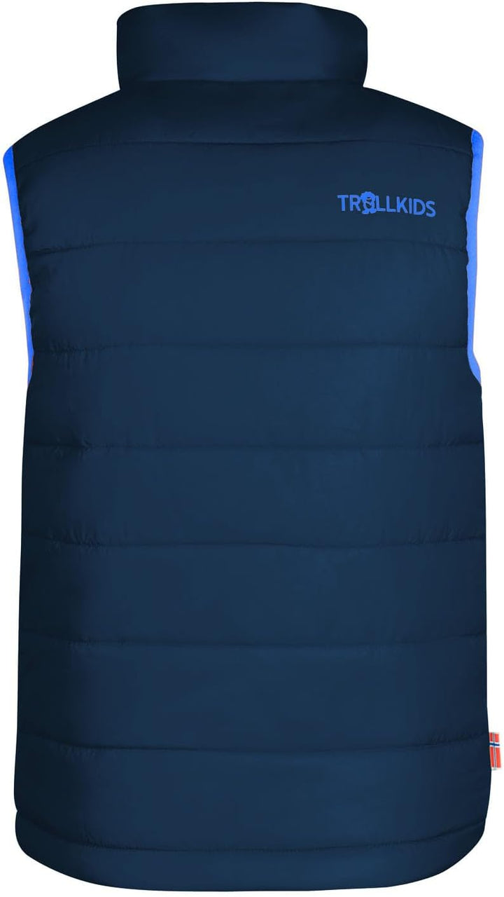 Trollkids Kinder wasserdichte gefütterte Polyfiber-Jacke Trondheim 128 Marineblau/Mittelblau, 128 Ma