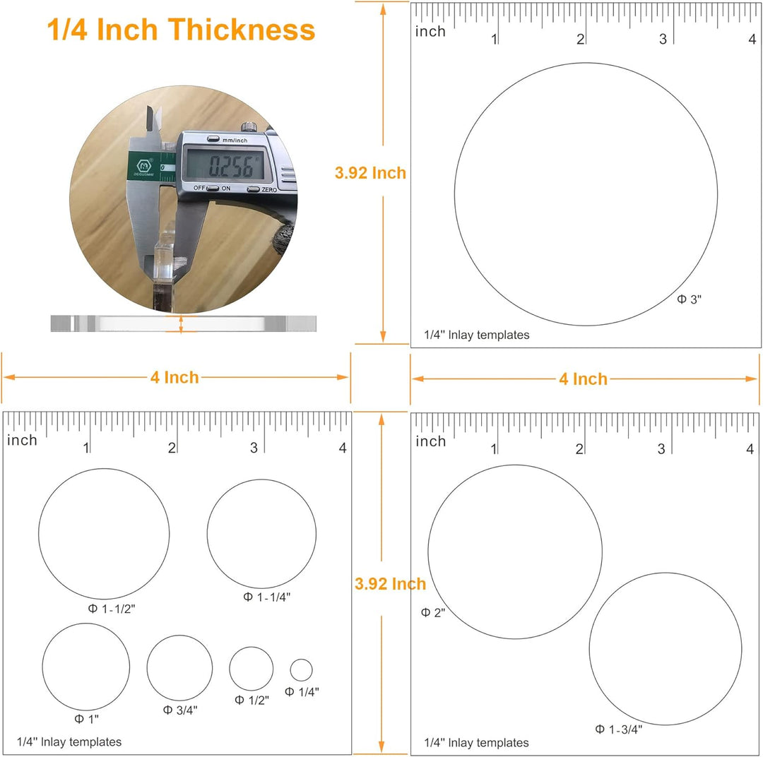 inBovoga 3Pcs Circle Inlay Templates, Router and Decorative Templates for Woodworking, Router Jig Te