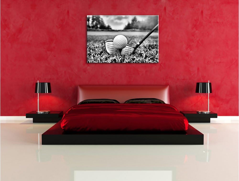 Monocrome, Golf Abschlag, Format: 100x70 auf Leinwand, XXL riesige Bilder fertig gerahmt mit Keilrah