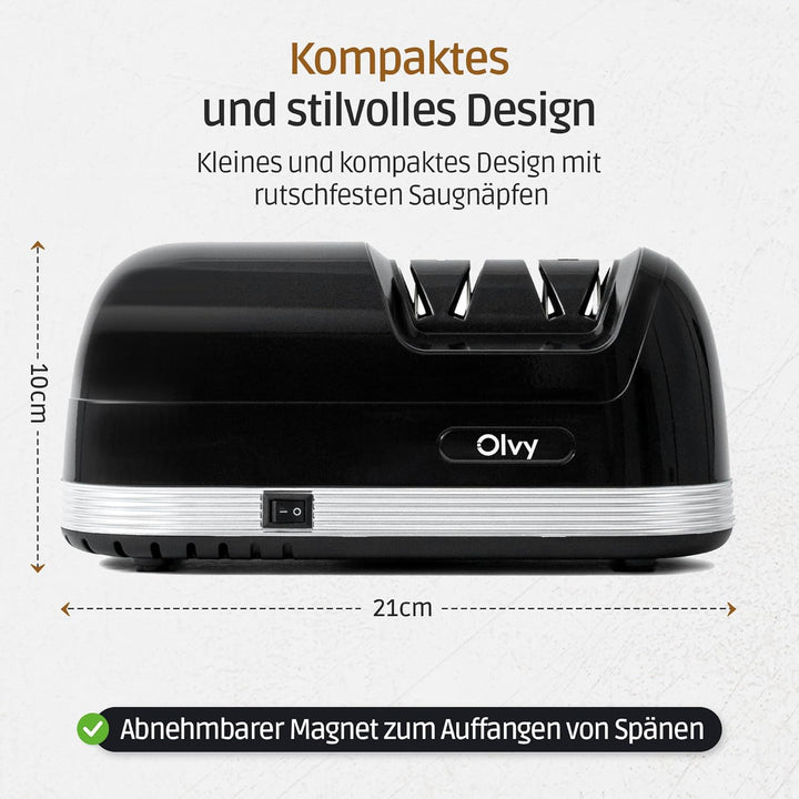 Olvy Elektrischer Messerschleifer, Profi-Diamant-Messerschärfer, Grob- und Feinschliff, Schnelle, Ra
