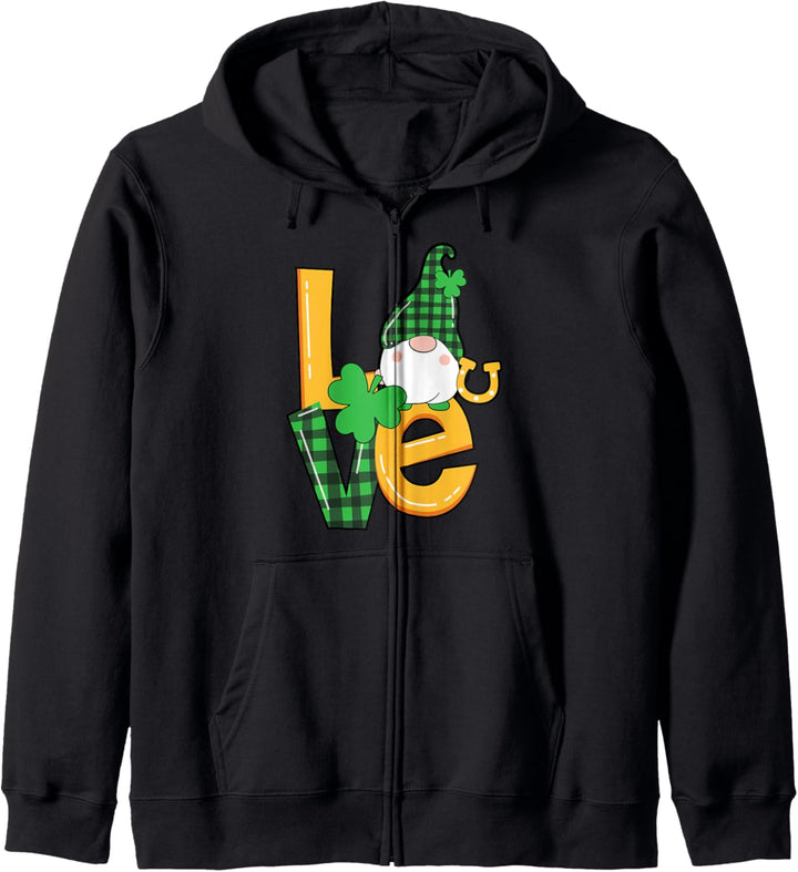 St. Patricks Day das Wort LIEBE Gnome Kleeblatt irische nied Kapuzenjacke