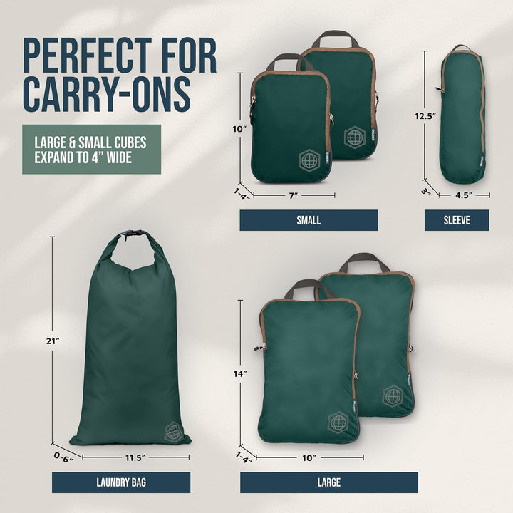 TRIPPED Travel Gear Reise-Kompressions-Packwürfel, Koffer- und Rucksack-Organizer für Kleidung, Grün