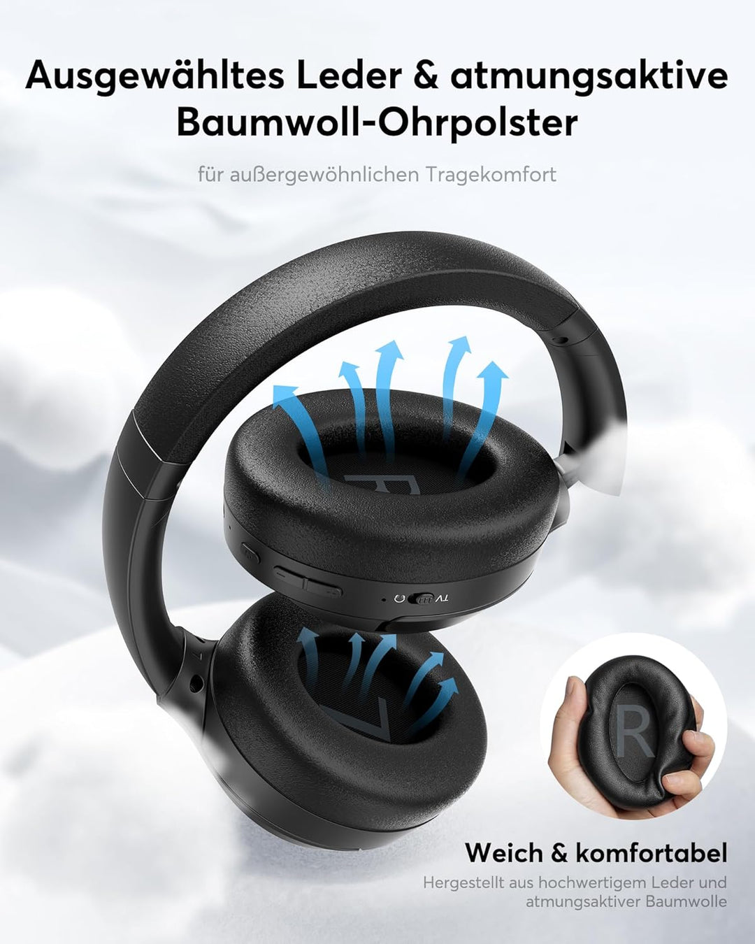 Doohoeek Kabellose TV Kopfhörer Bluetooth 6.0, Over-Ear Funkkopfhörer mit Ladestation&Digital Displa