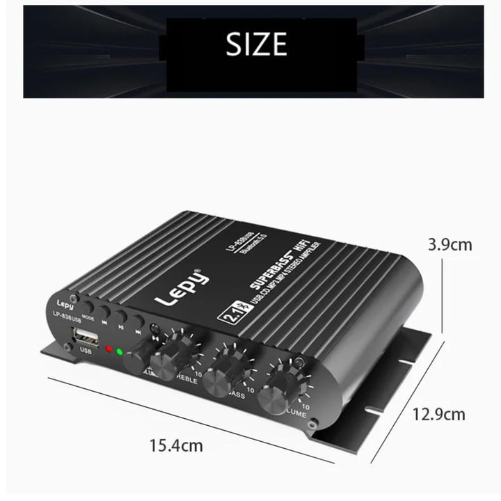 LP-838USB Bluetooth 5.0 Verstärker 2.1 3-Kanal-Support Super Bass Musikwiedergabe USB-Fernbedienung