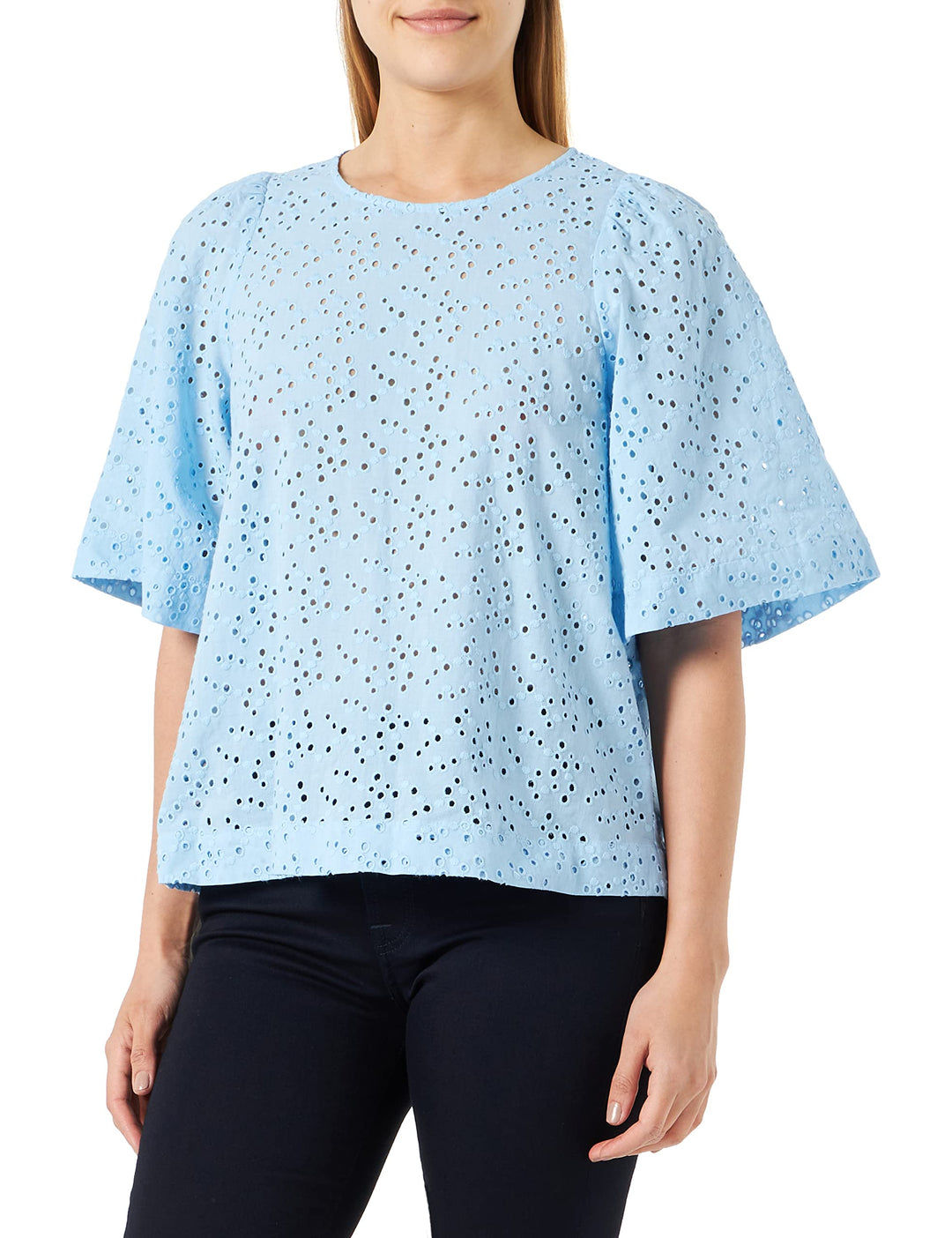 Seidensticker Damen Regular Fit Kurzarm Bluse Bluse 36 Blau, 36 Blau