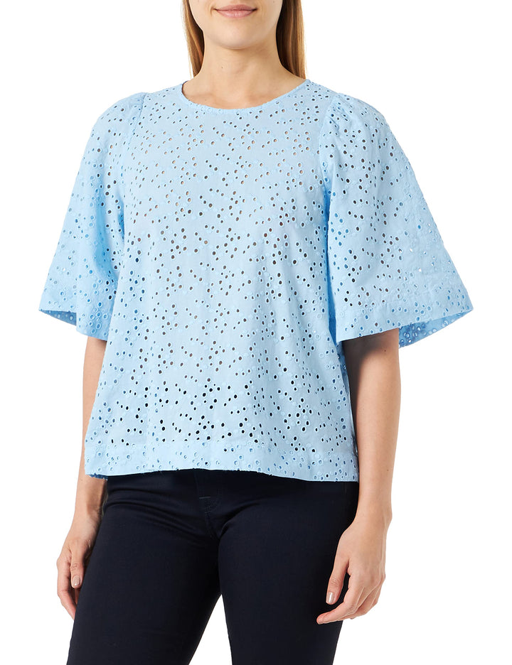 Seidensticker Damen Regular Fit Kurzarm Bluse Bluse 36 Blau, 36 Blau