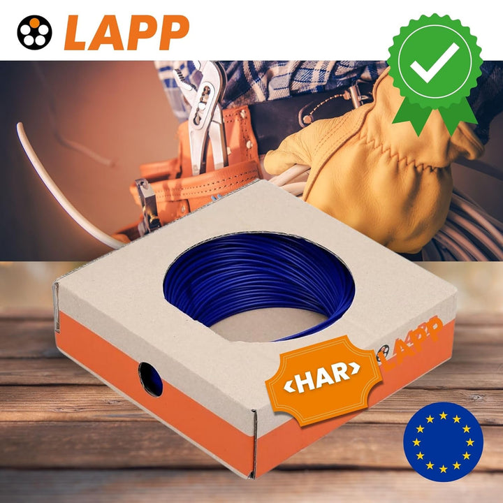 Lapp 100m H05V-K 0,5 mm² Ultramarinblau - PVC Aderleitung Flexibel | Einzelader für Schaltschrank &amp;