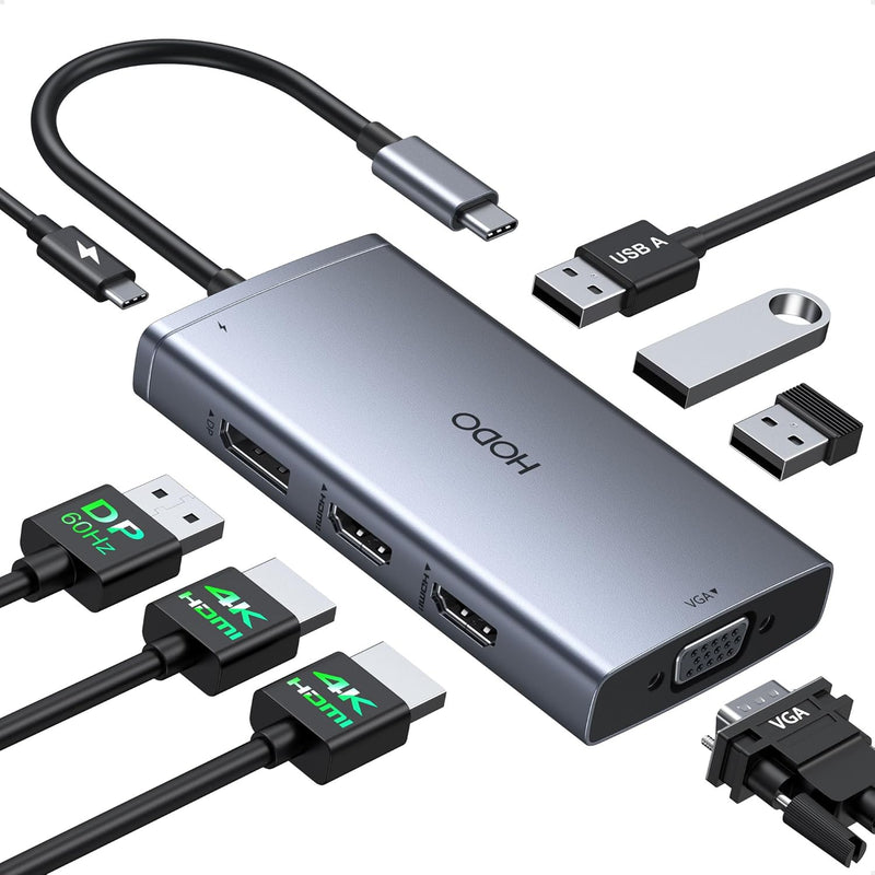 USB C Docking Station Dual Monitor 2 HDMI, 8 in 1 Laptop Dockingstation mit Zwei HDMI, Displayport,