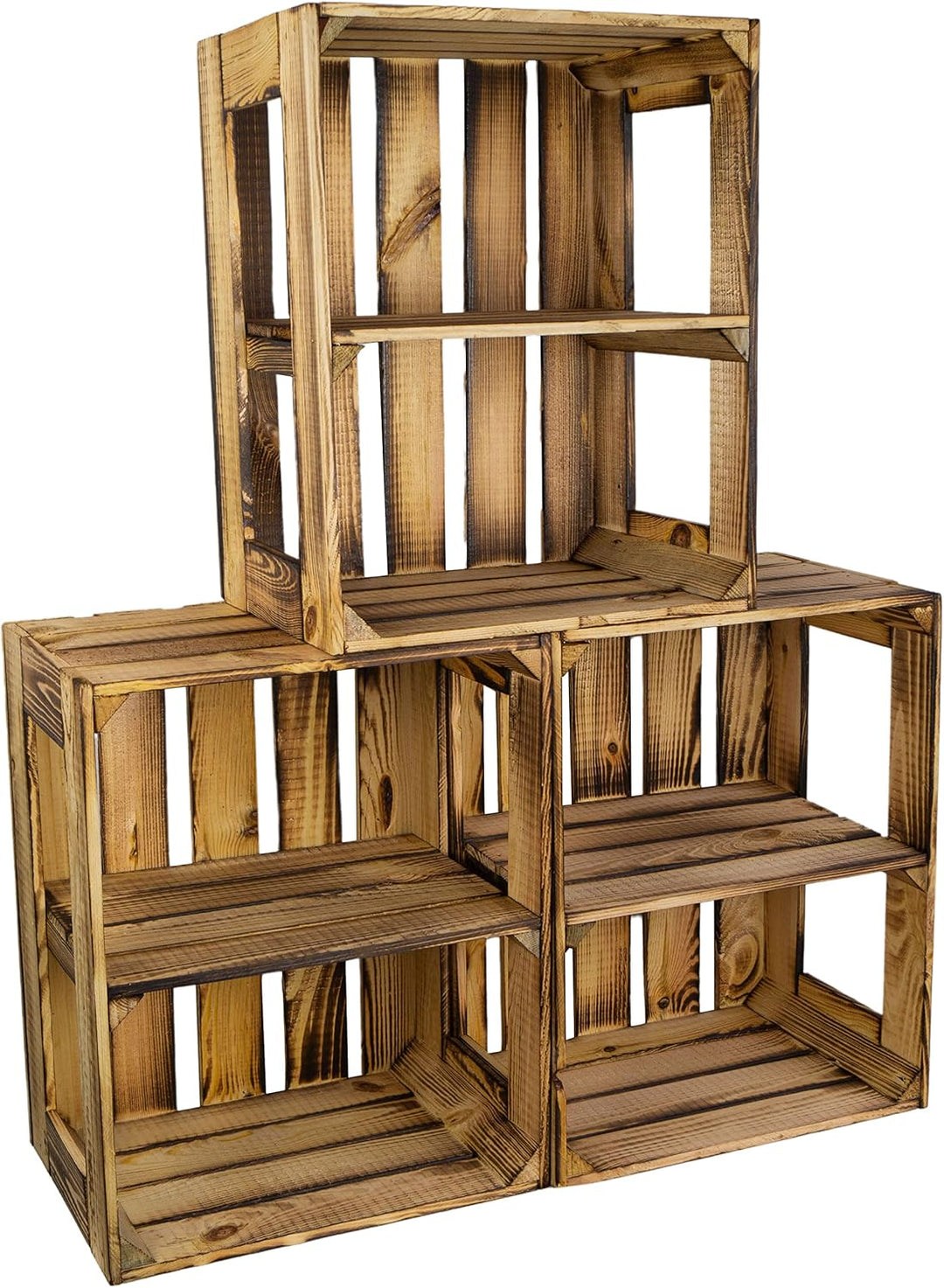 flambierte/geflammte Massive Obstkisten als Regal oder als Klassische Kiste ca 49 x 42 x 31 cm/Apfel