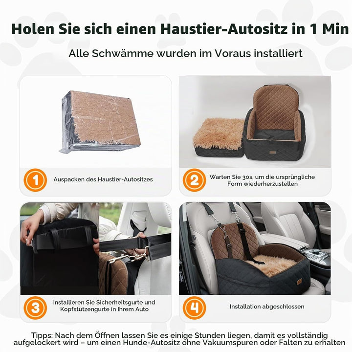 Gimars Wende-Hunde Autositz Mit Lang-/Kurzplüsch Für Kleine/Mittlere Hunde Bis 16 kg, Abnehmbar Wasc