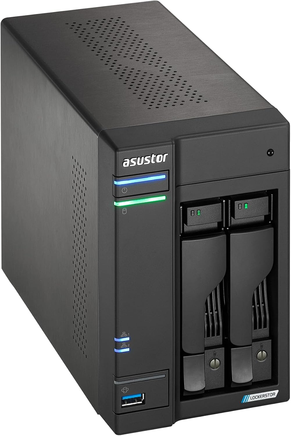 Asustor Lockerstor 2 Gen2+ AS6702T v2 2 Bay NAS Storage, Intel Quad-Core 2.0GHz CPU, Dual 5GbE Ports