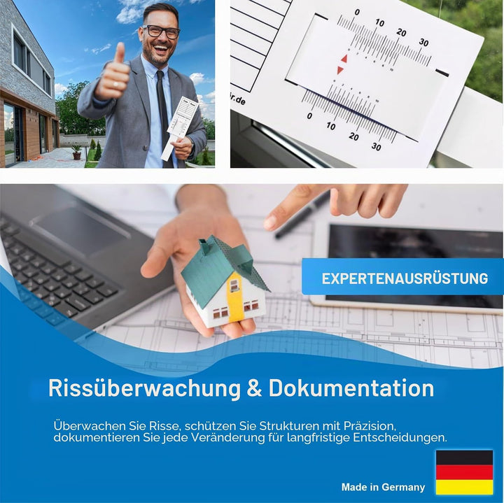 Sachverständigen-Zubehör® Rissmonitor als [Profi Messgerät] 2er Set | günstige Messlehre | Spaltmass