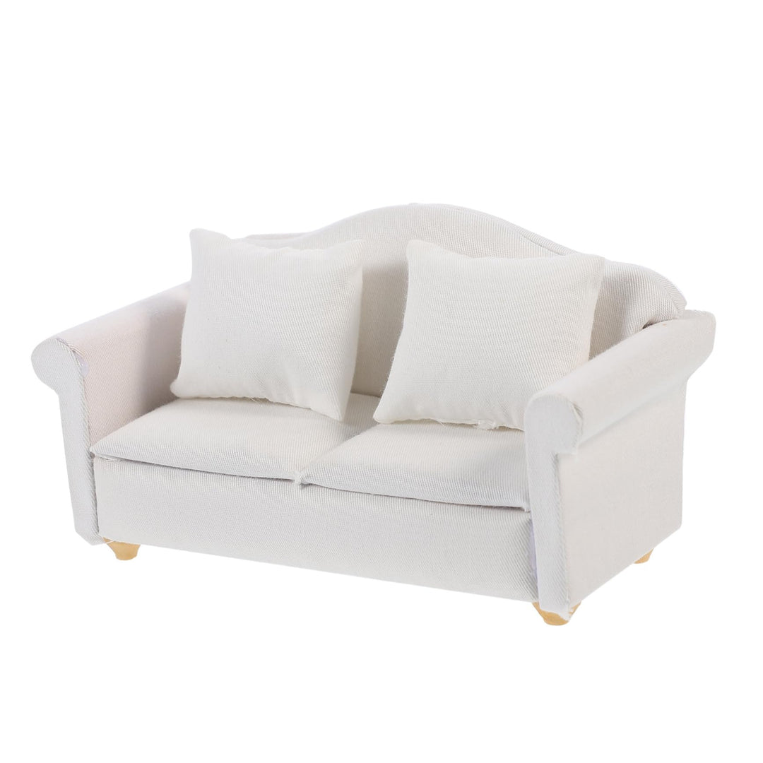 Toyvian Miniatursofa Weiss Stoff Sofa Für Puppenhaus 1:12 Modell Möbel Für DIY Heimdekoration Und Mi