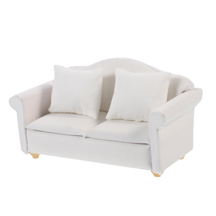 Toyvian Miniatursofa Weiss Stoff Sofa Für Puppenhaus 1:12 Modell Möbel Für DIY Heimdekoration Und Mi