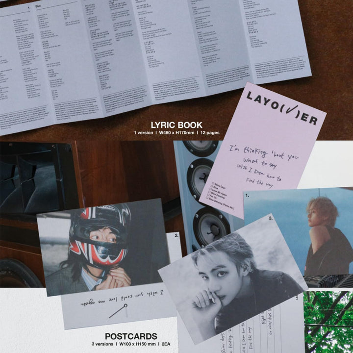 V - [Layover] (3 Ver.) Out Box + Photobook A + Photobook B + Lyric Book + Postcards + CD + Photocard