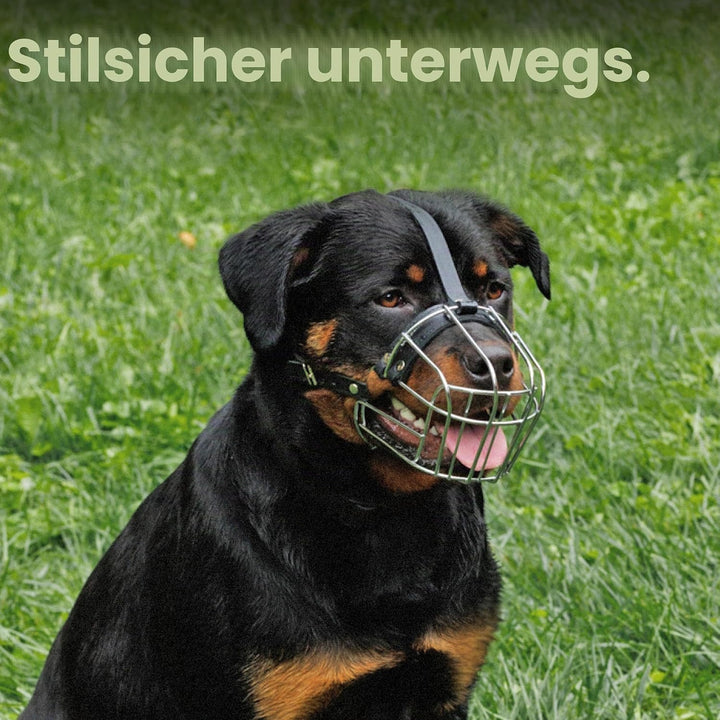 BRONZEDOG Rottweiler Hund Maulkorb Einstellbar Durable Metall Drahtkorb für Grosse Hunde Amerikanisc
