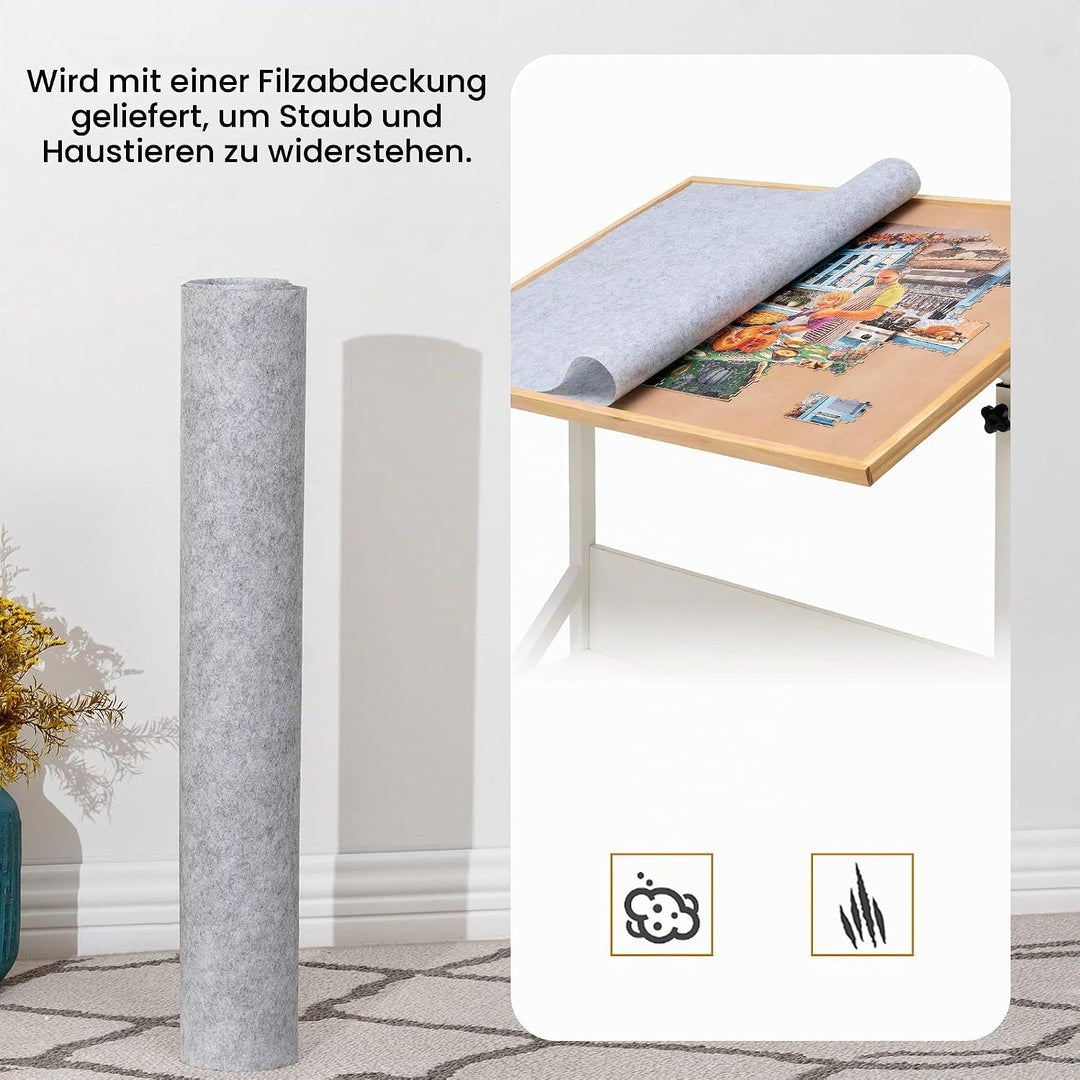Tektalk Puzzletisch mit Winkel- &amp; Höhenverstellung, Puzzlebrett mit Deckel, kippbare Puzzlestaffelei