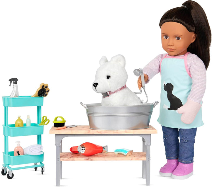 Our Generation - Tierpflege-Set - 46 cm Puppe Zubehör - Haustier-Pflegeset - Hundepflege-Set - Kinde