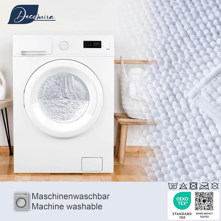 Badematte rutschfest | Als Badteppich Set kombinierbar | Badezimmer-Teppich Bad-Vorleger waschbar au