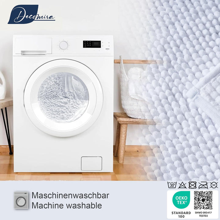 Decomira Badematte rutschfest | Als Badteppich Set kombinierbar | Badezimmer-Teppich Bad-Vorleger wa