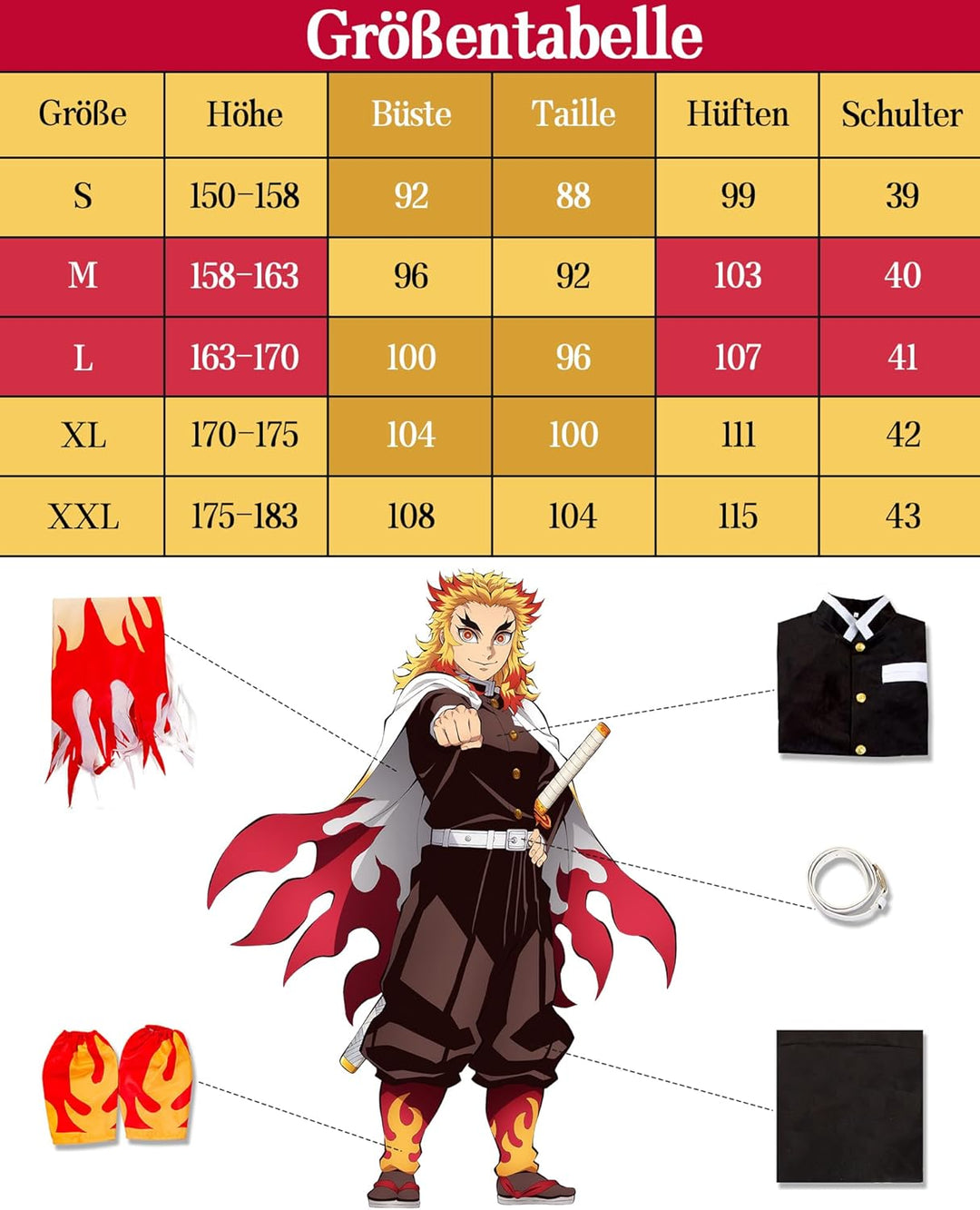 FCCAM Agatsuma Zenitsu Cosplay Kimono Vollständiger Satz Anime Zenitsu Cosplay Kostüm Erwachsene Ren