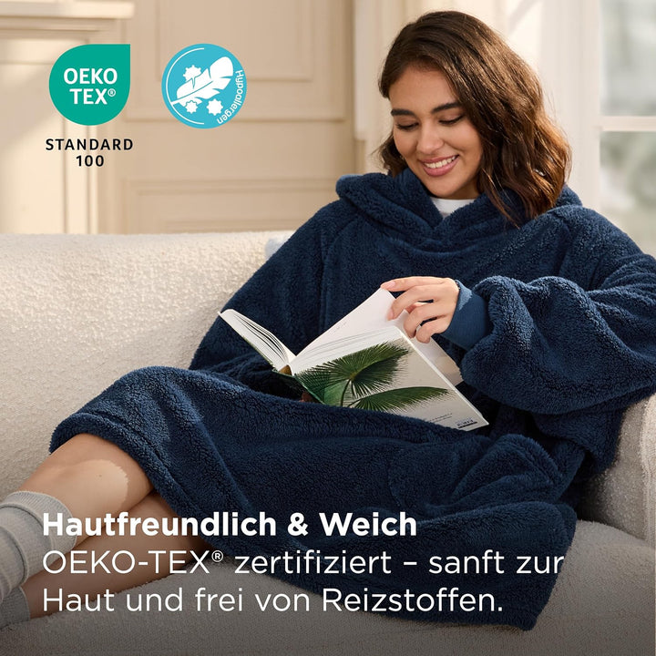 BEDSURE Hoodie Decke mit Ärmeln Deckenpullover - Tragbare Decke zum Anziehen Erwachsene XXL, Übergro