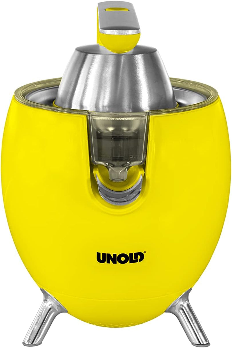 UNOLD 78132 ZITRUSPRESSE Power Juicy Yellow für grosse und kleine Zitrusfrüchte, 300W Motor für perf