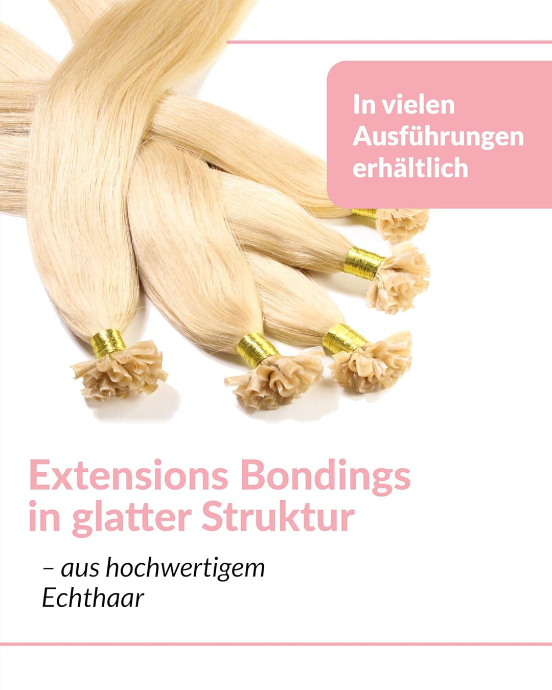 hair2heart Extensions Echthaar Bondings Glatt - 100 Strähnen 0.5g 50cm Goldblond #22 Goldblond 50cm