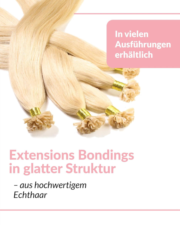 hair2heart Extensions Echthaar Bondings Glatt - 50 Strähnen 0.5g 40cm Goldblond 