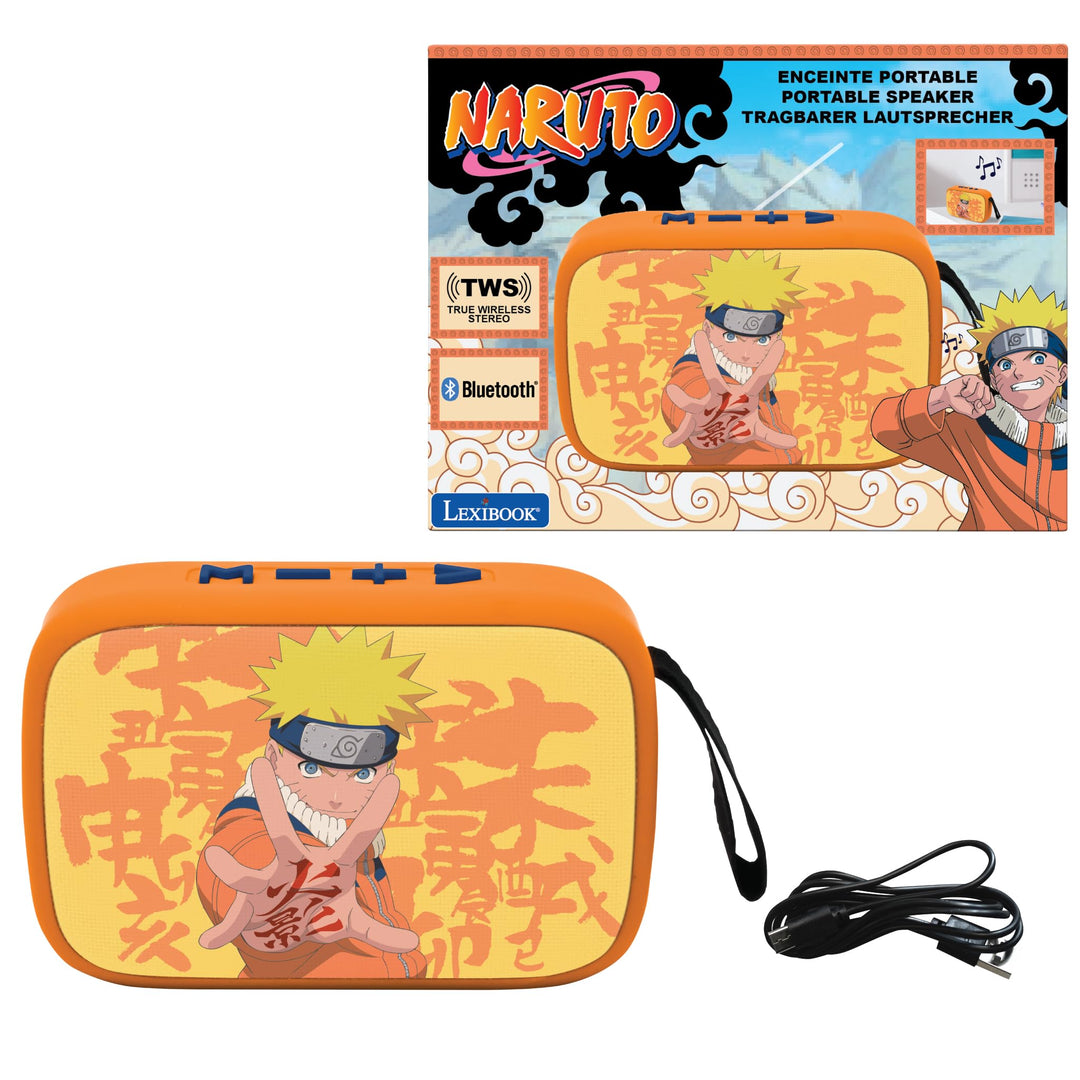 Lexibook, Naruto, Tragbarer Bluetooth-Lautsprecher, kabellos, USB-C, SD/TF-Karte, wiederaufladbarer