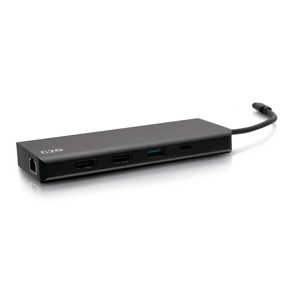 C2G USB-C® 9-in-1 Dual Display Docking Station mit HDMI®, Ethernet, USB, 3,5-mm-Audio und Power Deli