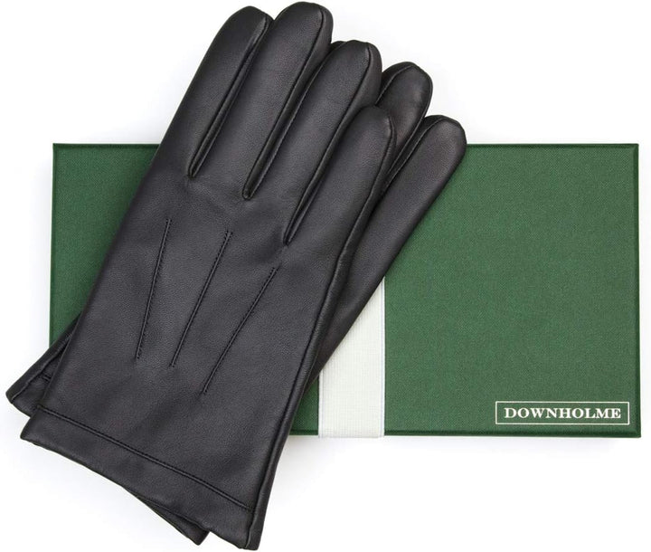 Downholme Touchscreen-Lederhandschuhe mit Innenfutter aus Kaschmir für Herren XS Schwarz, XS Schwarz