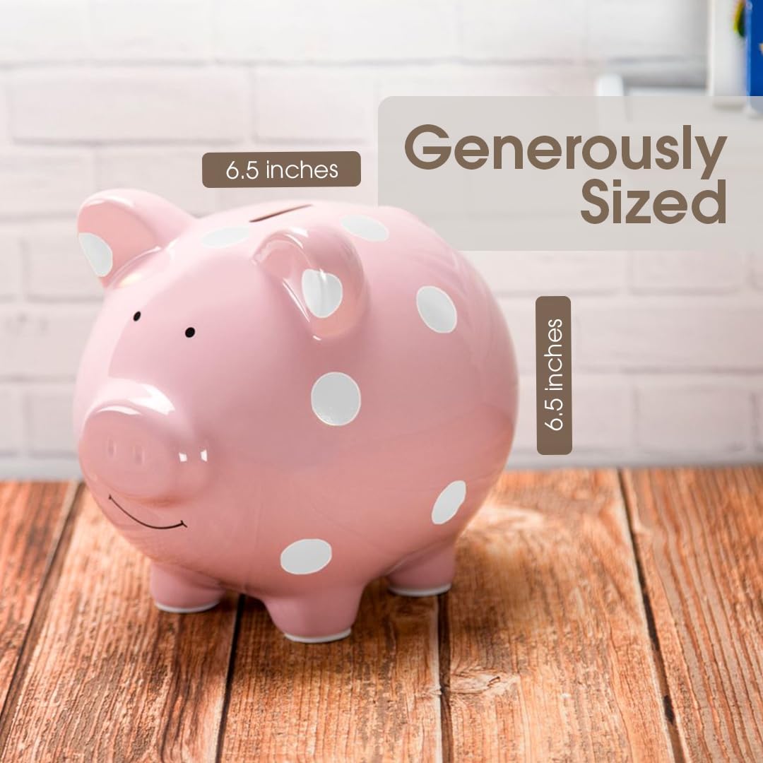Pearhead 40105 Keramik Sparschwein, rosa Pink Piggy Bank, Pink Piggy Bank