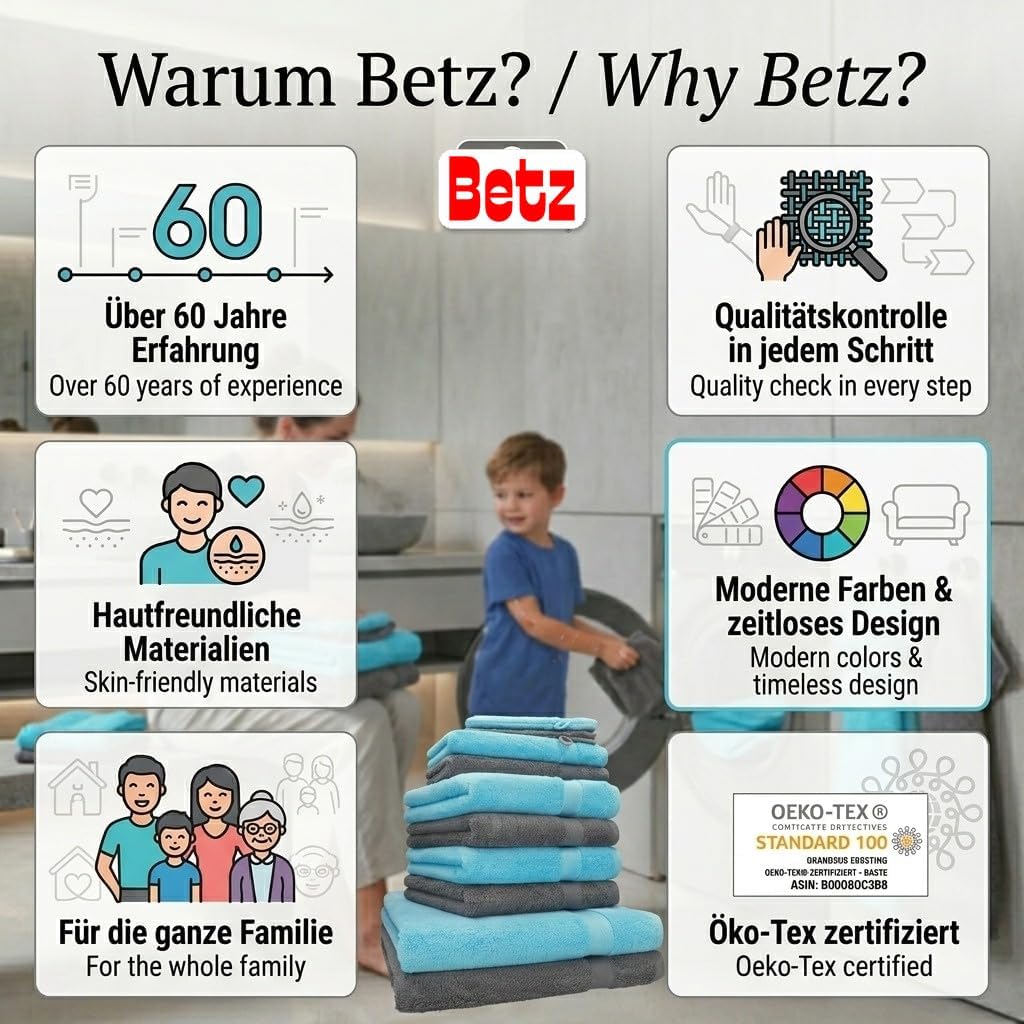 Betz Premium 10er Handtuch-Set - 2X Duschtücher - 4X Handtücher - 2X Gästetücher - 2X Waschhandschuh