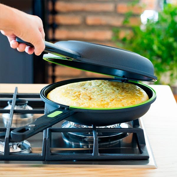 BRA Prior | 24 cm Doppelbratpfanne, für Omeletts, Aluminiumguss mit Antihaftbeschichtung, PFOA-frei,