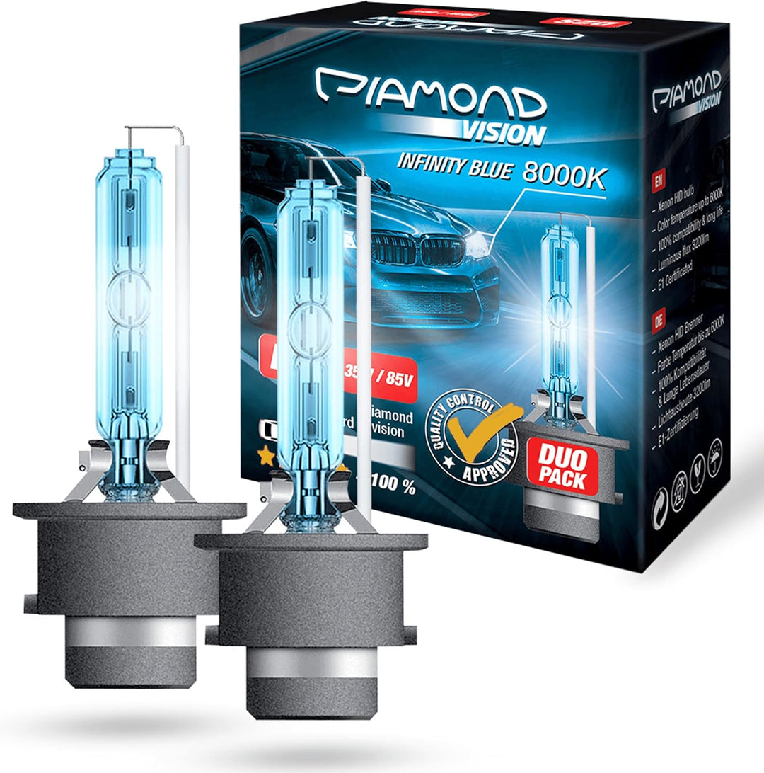 Diamond Vision 2x D2S 85V 35W | Xenon Look | Zugelassen & eintragungsfrei | Halogen KFZ Autolampen |