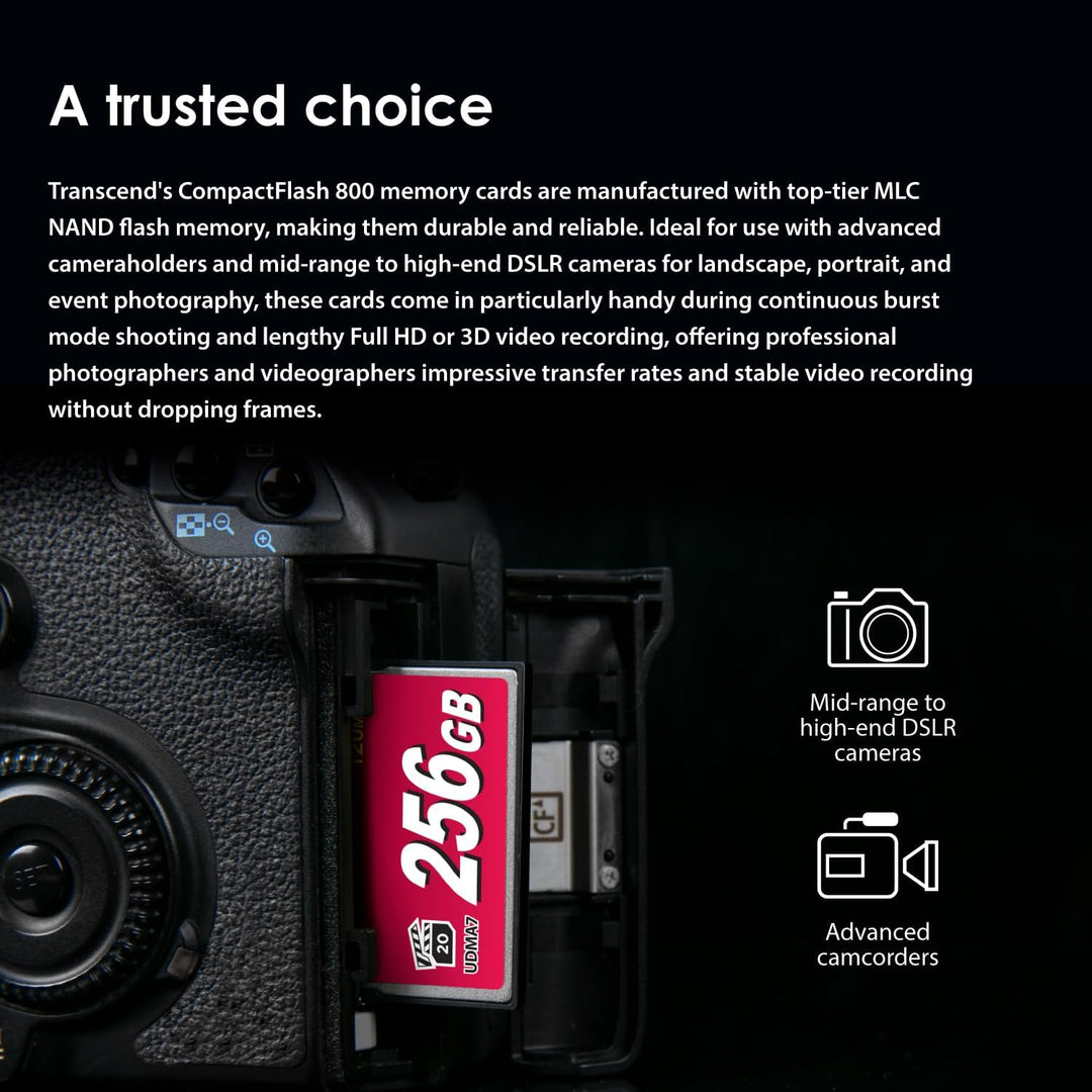 Transcend 256GB CompactFlash 800 Speicherkarte TS256GCF800 256GB CF800x, 256GB CF800x