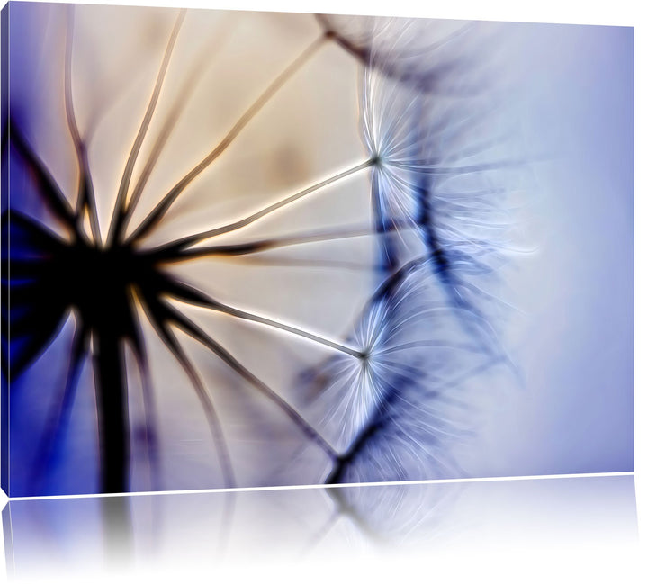 Pixxprint Pusteblumen Neon Lights Effekt, Format: 100x70 auf Leinwand, 100x70