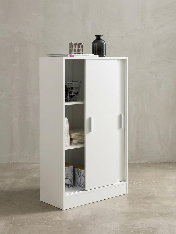 Aktenschrank WL5.817 Holz 60 x 107,5 x 28,5 cm Weiss | Design Mehrzweckschrank | Büroschrank Modern