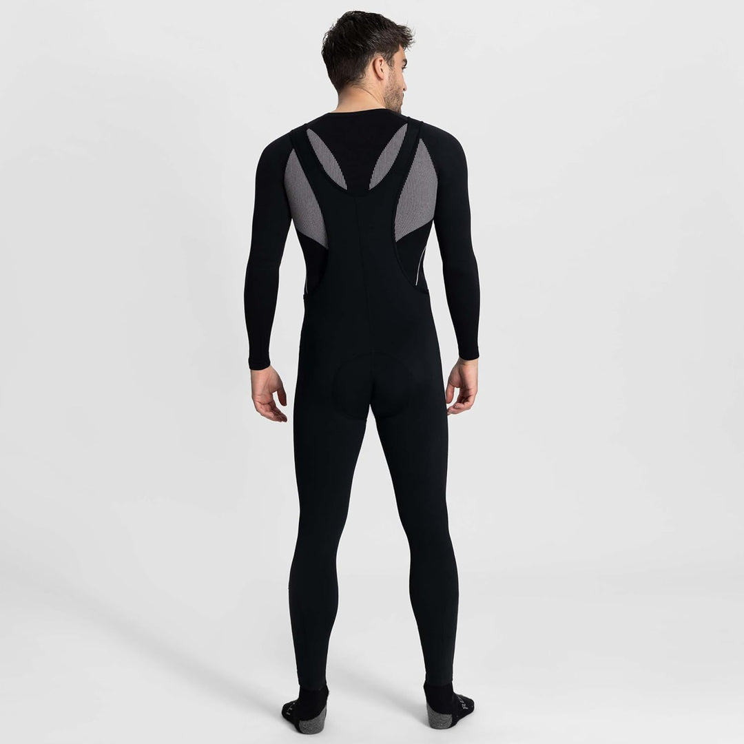 Rogelli Core Radlerhose Herren mit Sitzpolster - Lange Fahrradhose Mit Trager - Atmungsaktiv - Schwa